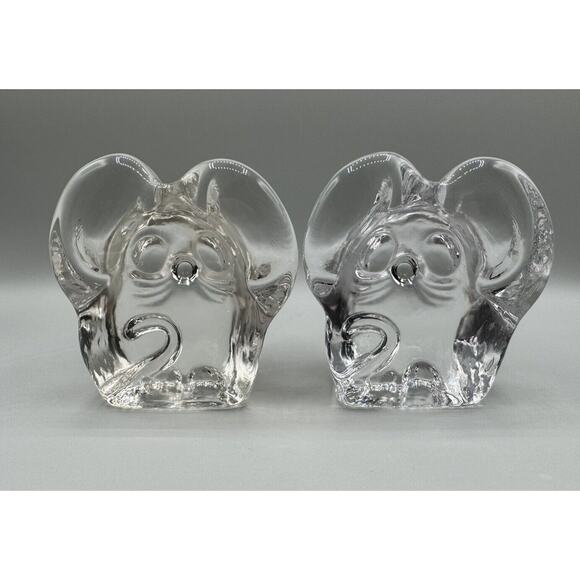Imperial Lenox Mouse Clear Glass Bookends Paperweight Vintage - Picture 1 of 9